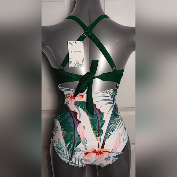 SOLD-NWT - Size S - Eimenie Tropical Green One Piece Swimsuit - Picture 5 of 5